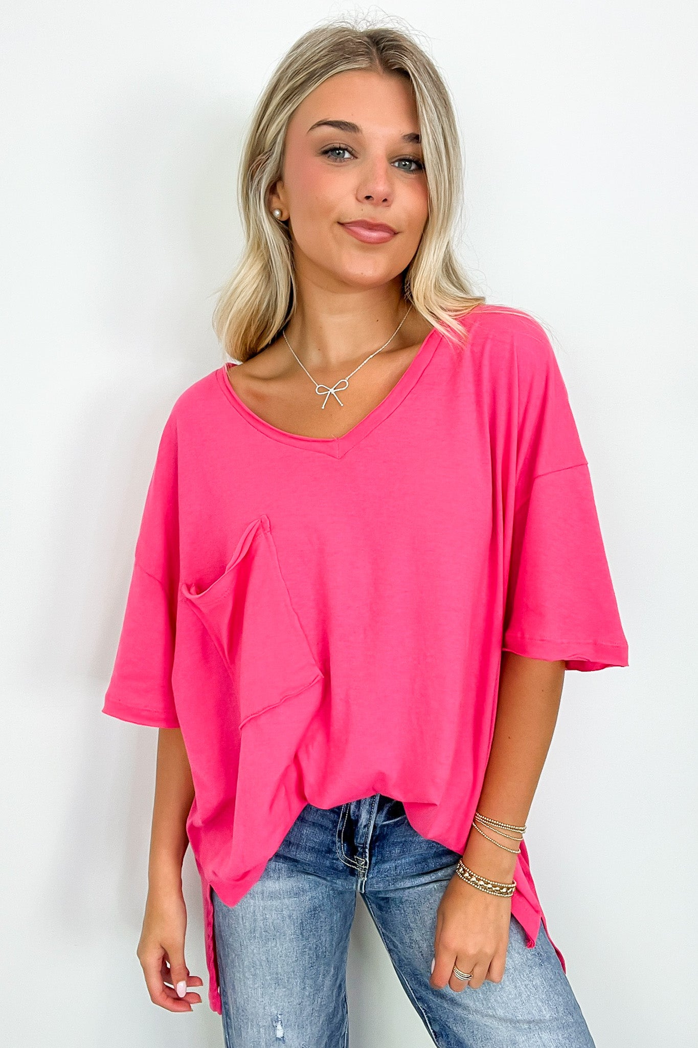  Kamree Oversized Raw Edge Pocket Top - BACK IN STOCK - Madison and Mallory