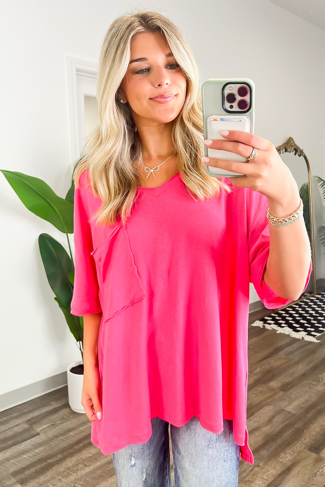 Kamree Oversized Raw Edge Pocket Top - BACK IN STOCK - Madison and Mallory