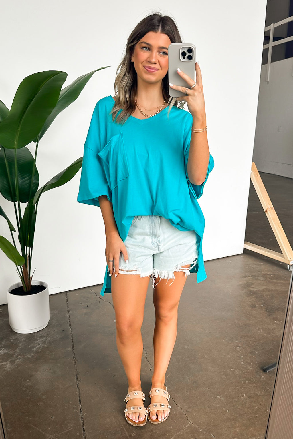  Kamree Oversized Raw Edge Pocket Top - BACK IN STOCK - Madison and Mallory