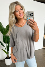  Kamree Oversized Raw Edge Pocket Top - BACK IN STOCK - Madison and Mallory