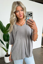  Kamree Oversized Raw Edge Pocket Top - BACK IN STOCK - Madison and Mallory