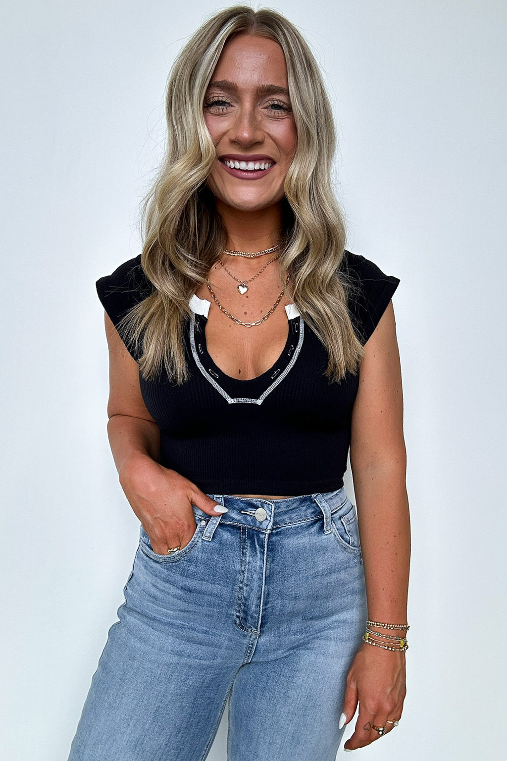Karissa Notch Neck Ribbed Top - FINAL SALE - Madison and Mallory