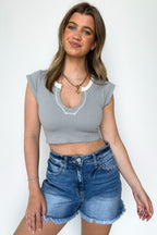 Karissa Notch Neck Ribbed Top - FINAL SALE - Madison and Mallory
