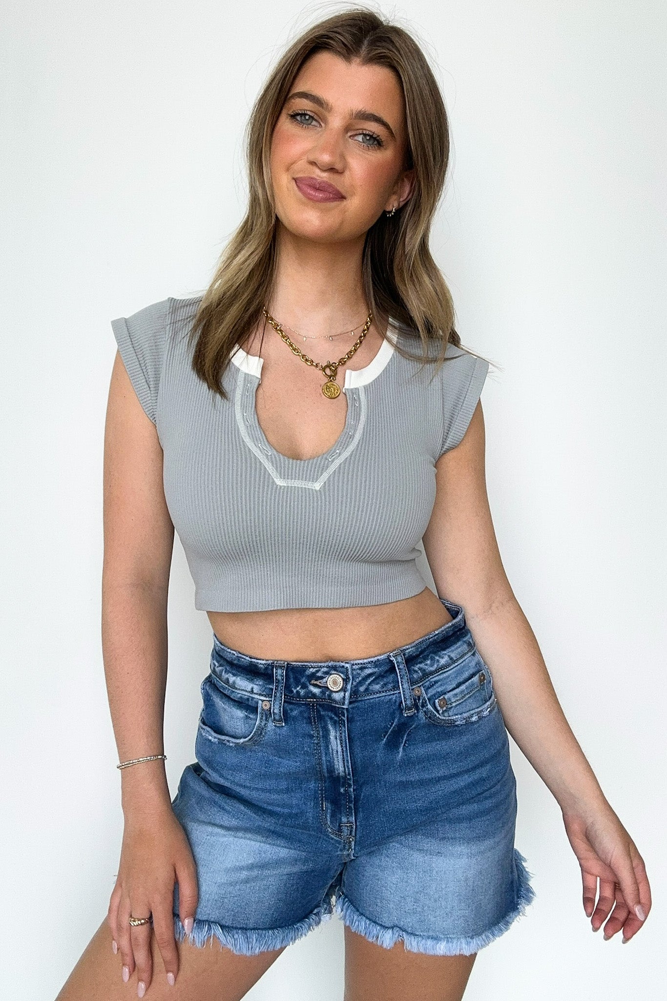 Karissa Notch Neck Ribbed Top - FINAL SALE - Madison and Mallory