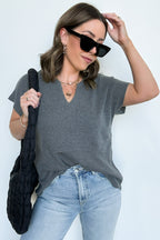 Charcoal / S Karlan Mineral Washed Thermal Top - FINAL SALE - Madison and Mallory
