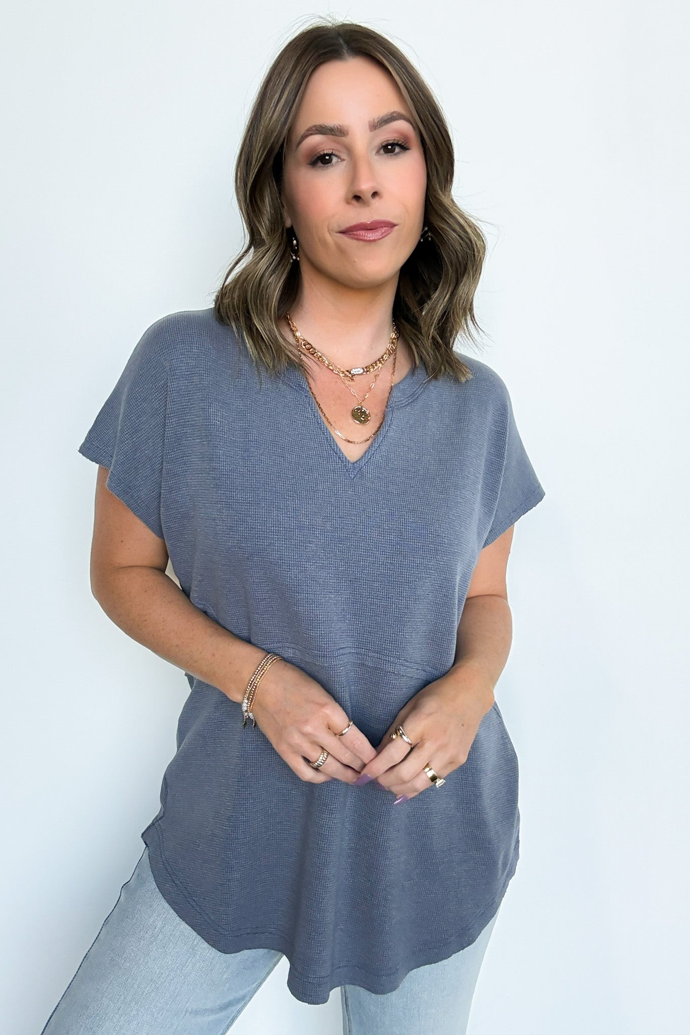 Midnight Navy / S Karlan Mineral Washed Thermal Top - FINAL SALE - Madison and Mallory