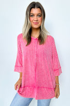 Fuchsia / SM Katerinah Ribbed Drop Shoulder Top - Madison and Mallory
