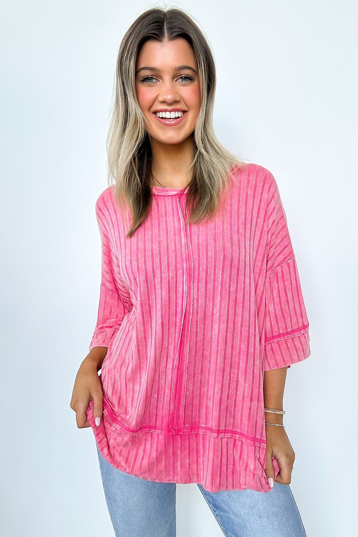  Katerinah Ribbed Drop Shoulder Top - BACK IN STOCK - Madison and Mallory