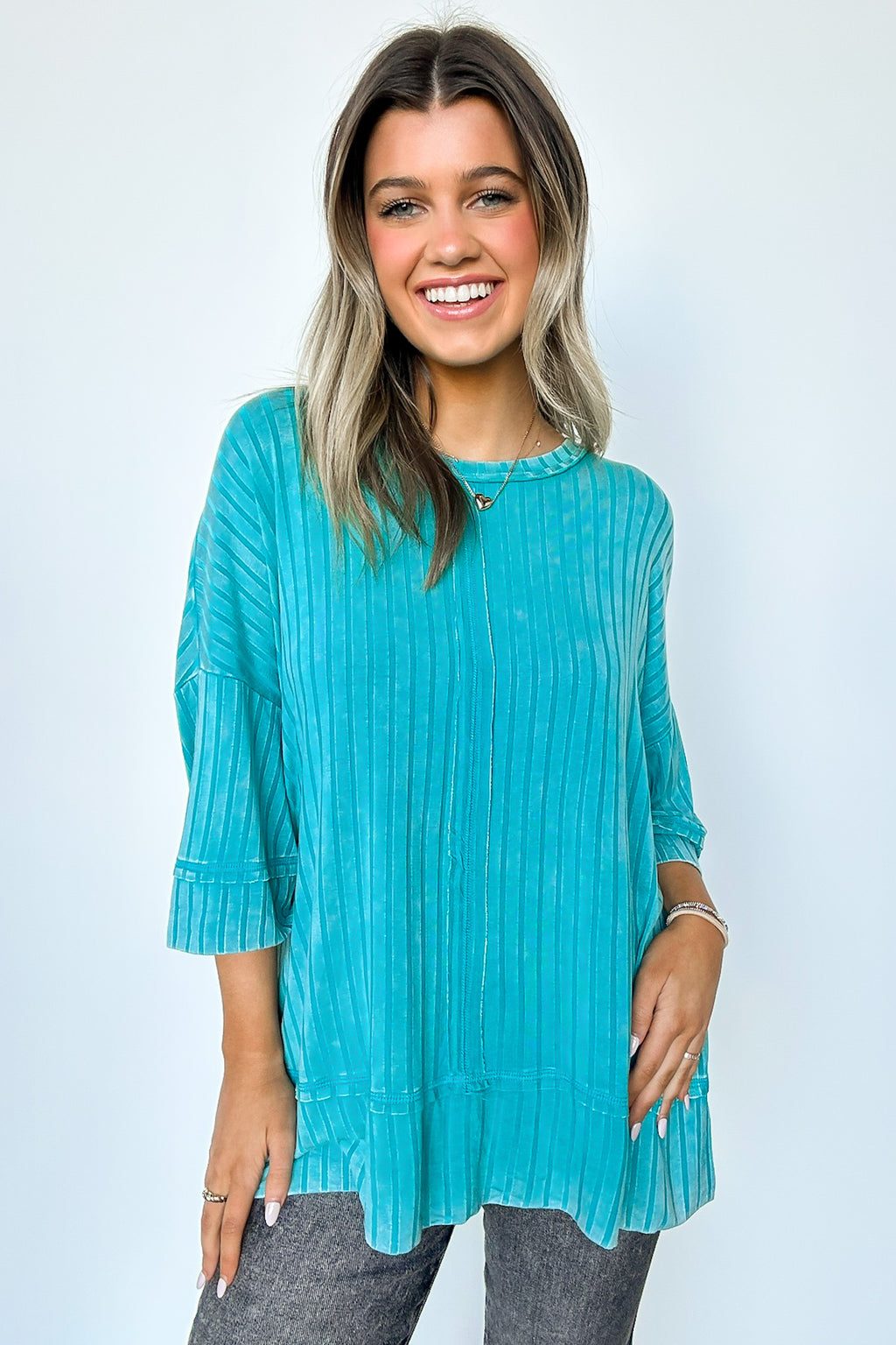  Katerinah Ribbed Drop Shoulder Top - BACK IN STOCK - Madison and Mallory