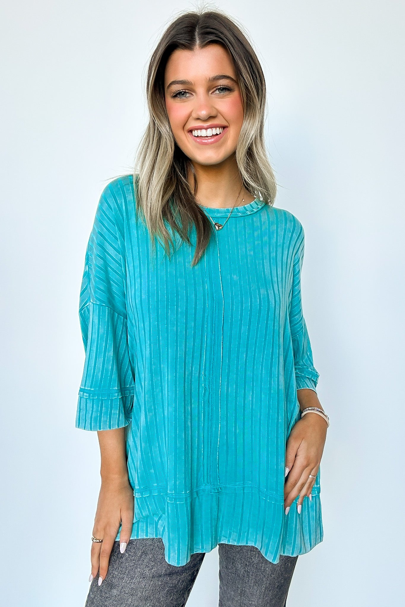  Katerinah Ribbed Drop Shoulder Top - BACK IN STOCK - Madison and Mallory