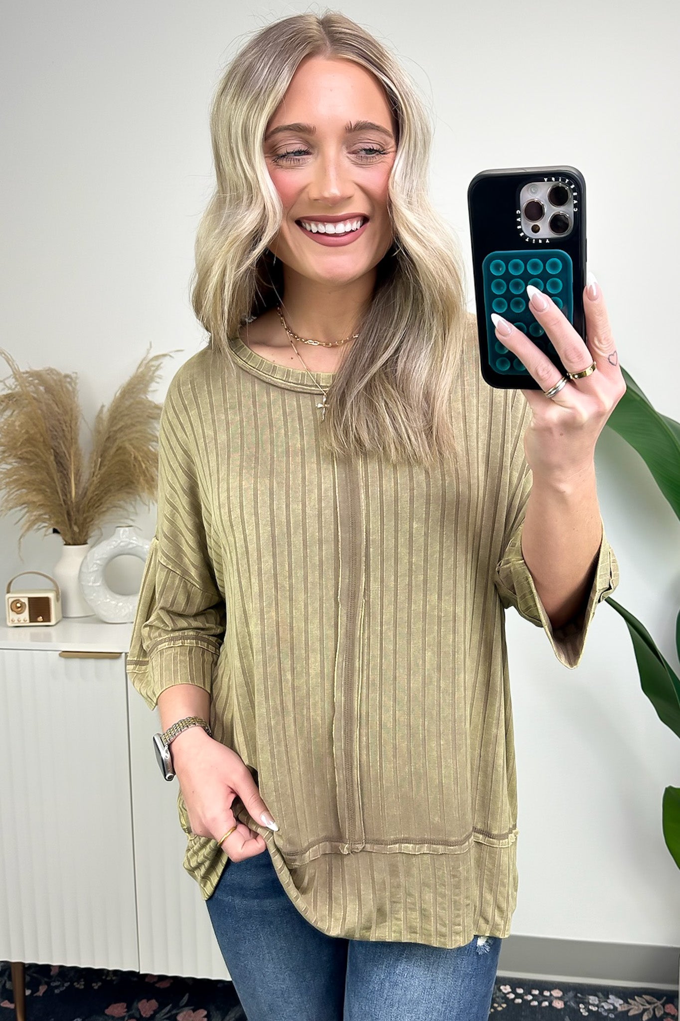 Mocha / SM Katerinah Ribbed Drop Shoulder Top - BACK IN STOCK - Madison and Mallory
