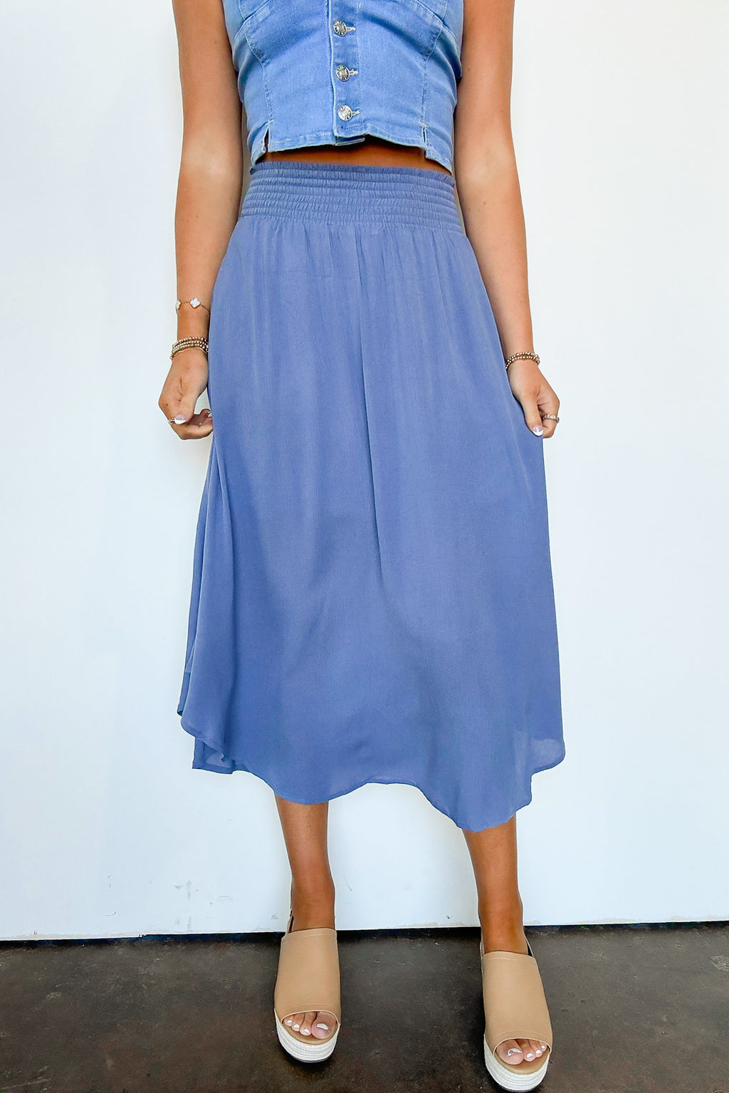 Katherinah High Rise Smocked Maxi Skirt - FINAL SALE - Madison and Mallory