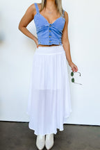 White / S Katherinah High Rise Smocked Maxi Skirt - FINAL SALE - Madison and Mallory