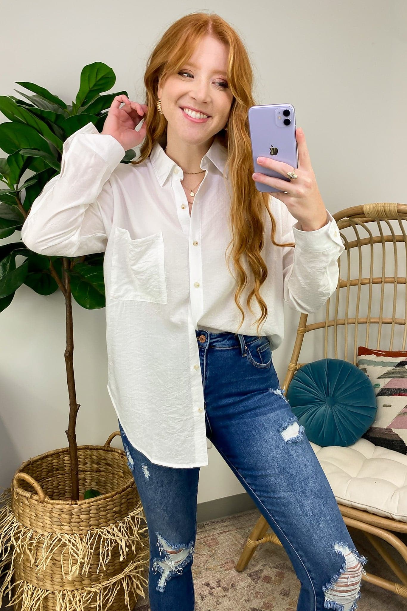  Kaylani Button Down Collared Long Sleeve Top - Madison and Mallory