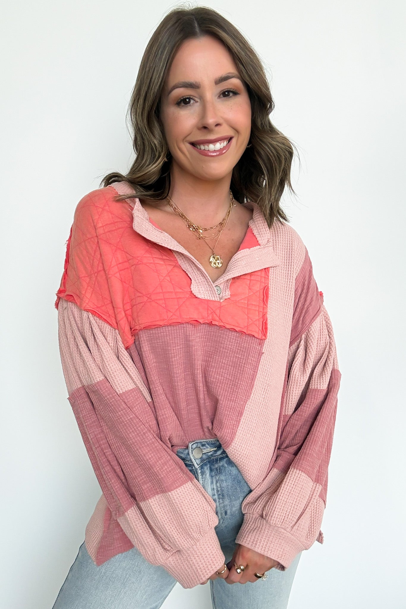  Kayleen Balloon Sleeve Thermal Top - Madison and Mallory