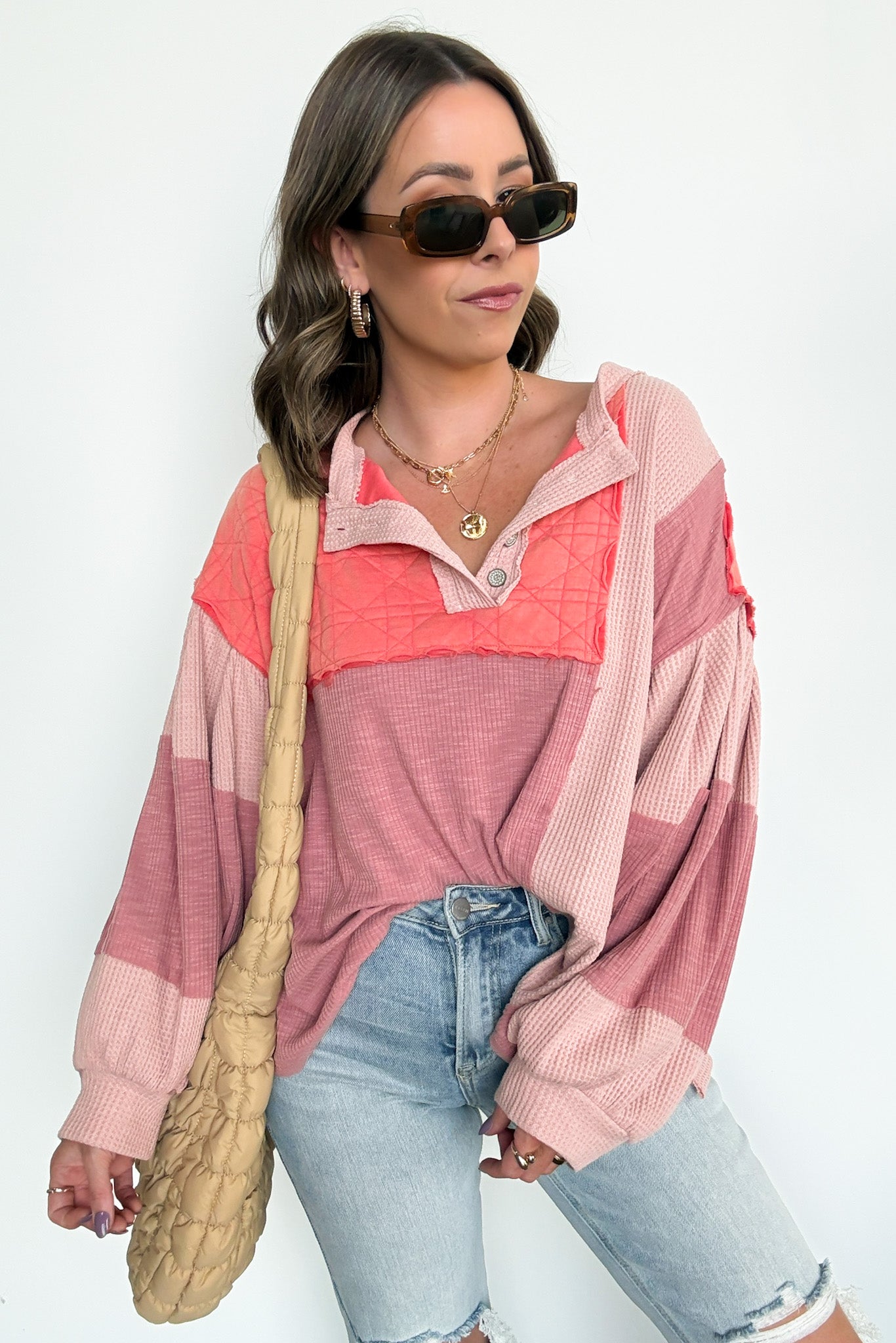  Kayleen Balloon Sleeve Thermal Top - Madison and Mallory