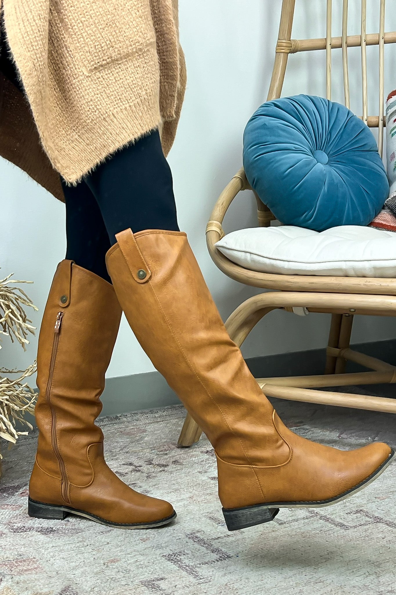 Faux Leather Tall Boots