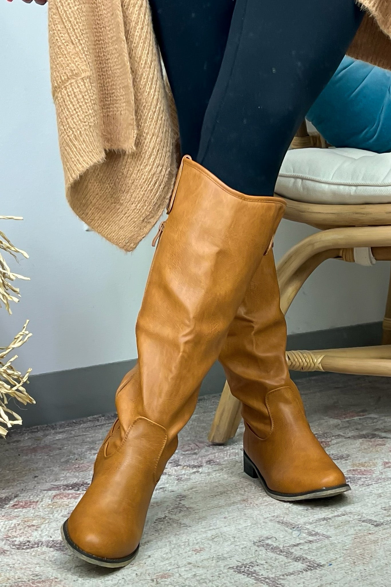 Tan faux hotsell leather boots