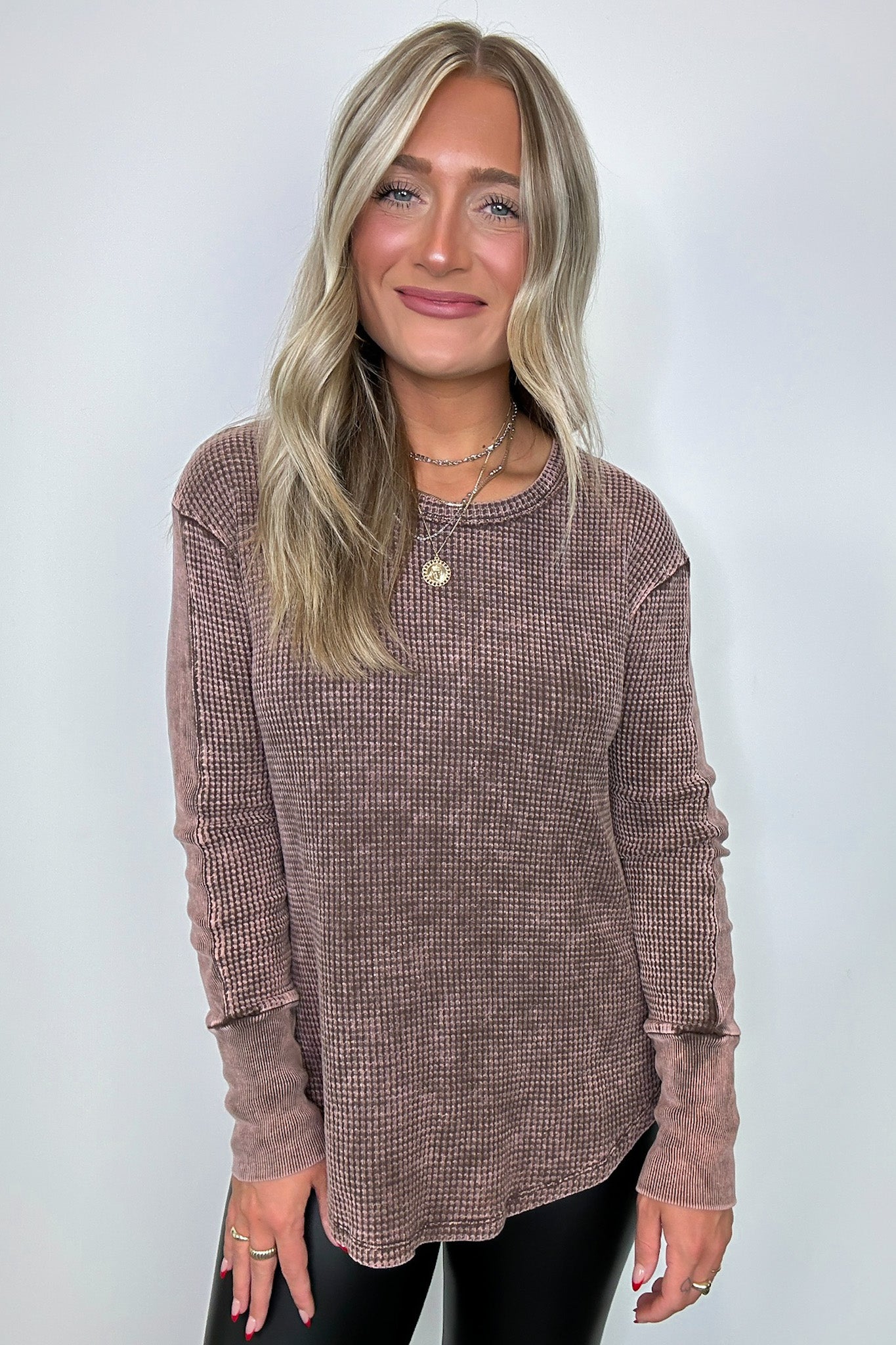 Kaysee Washed Waffle Knit Long Sleeve Top - FINAL SALE · Madison +