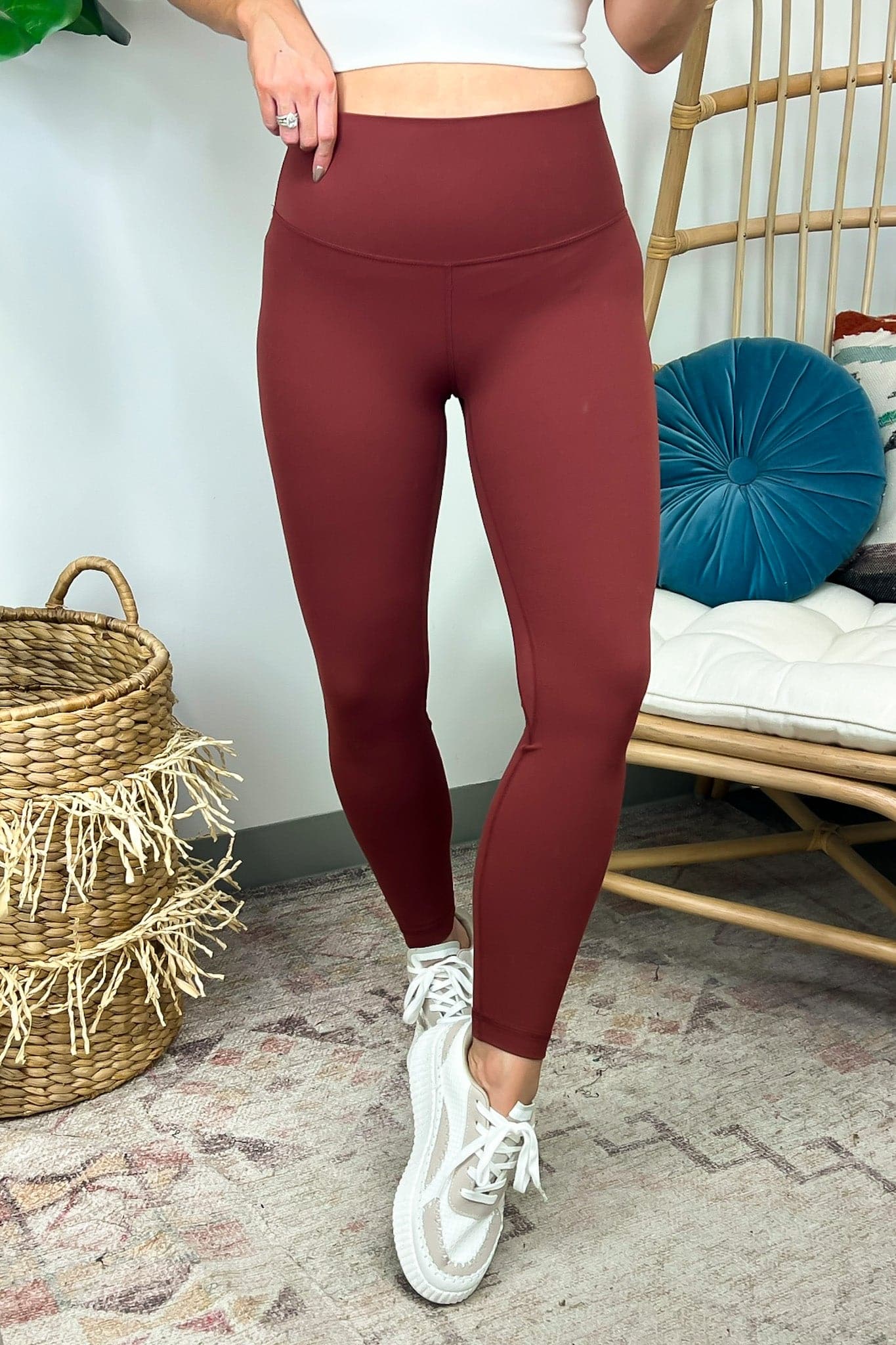 Beetroot / S Keep Your Stride High Waist Wide Waistband Leggings - BACK IN STOCK - Madison and Mallory