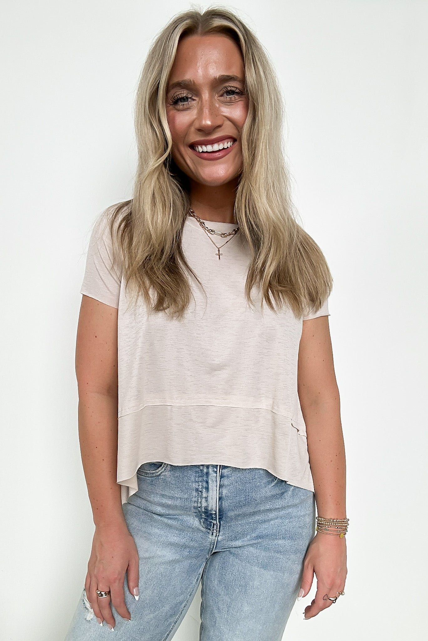 Sand Beige / S Keep the Tempo Short Sleeve Top - FINAL SALE - Madison and Mallory