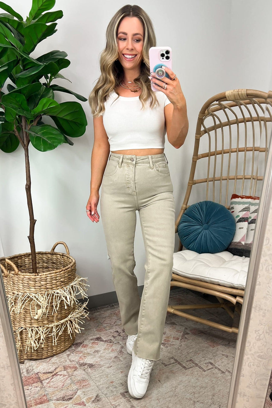  Keilah High Rise Tummy Control Straight Leg Jeans - Madison and Mallory