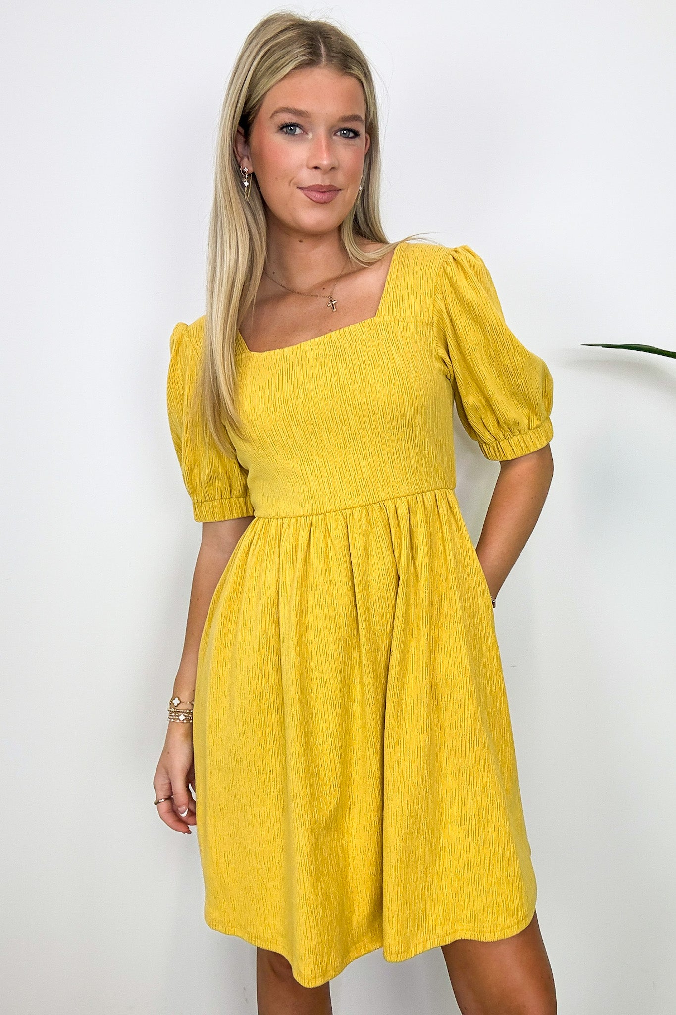  Kelson Smocked Square Neck Dress - FINAL SALE - Madison and Mallory