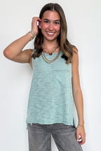 Kemie Reverse Stitch Side Slit Tank Top - FINAL SALE - Madison and Mallory