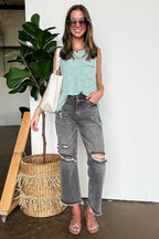 Kemie Reverse Stitch Side Slit Tank Top - FINAL SALE - Madison and Mallory