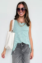 Kemie Reverse Stitch Side Slit Tank Top - FINAL SALE - Madison and Mallory