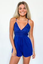  Kenedi Crochet Detail Romper - FINAL SALE - Madison and Mallory