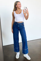 Kerra Mid Rise Crop Pleated Jeans - Madison and Mallory