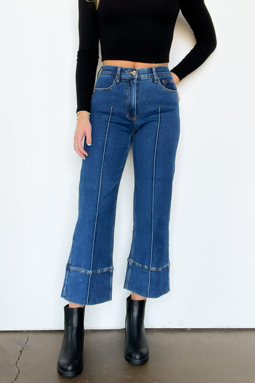 Kerra Mid Rise Crop Pleated Jeans - Madison and Mallory