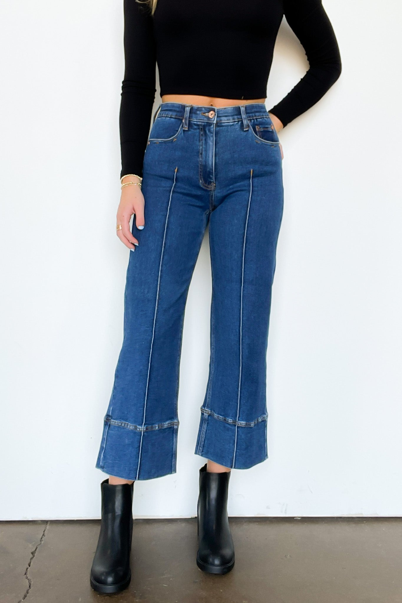 Kerra Mid Rise Crop Pleated Jeans - Madison and Mallory