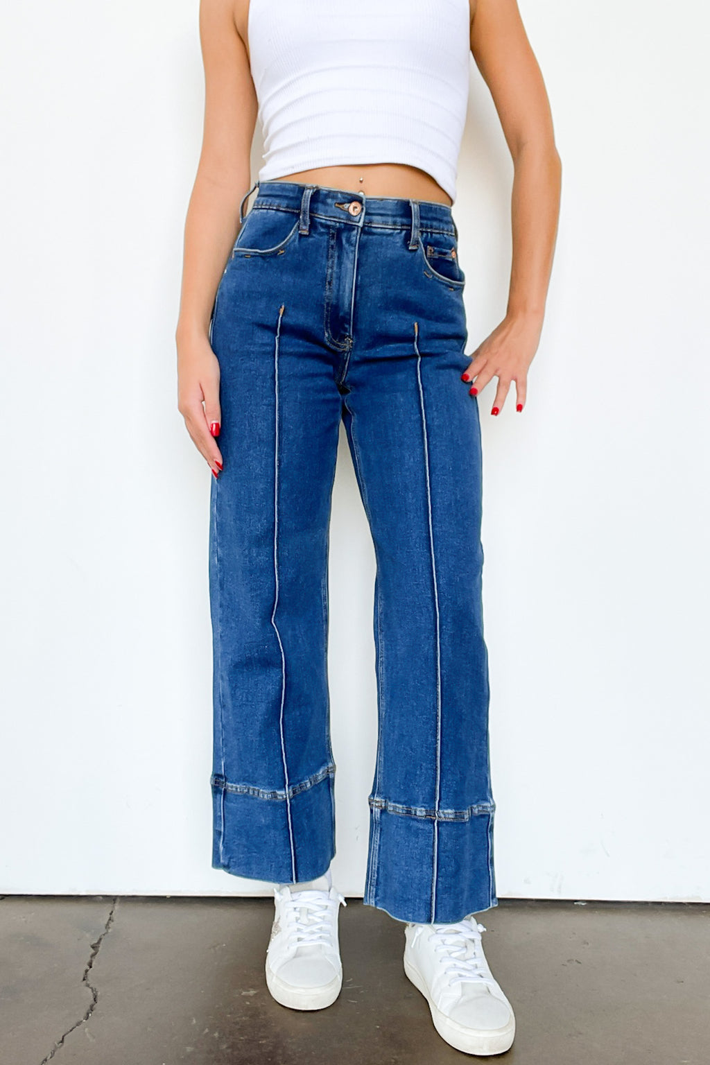 Kerra Mid Rise Crop Pleated Jeans - Madison and Mallory