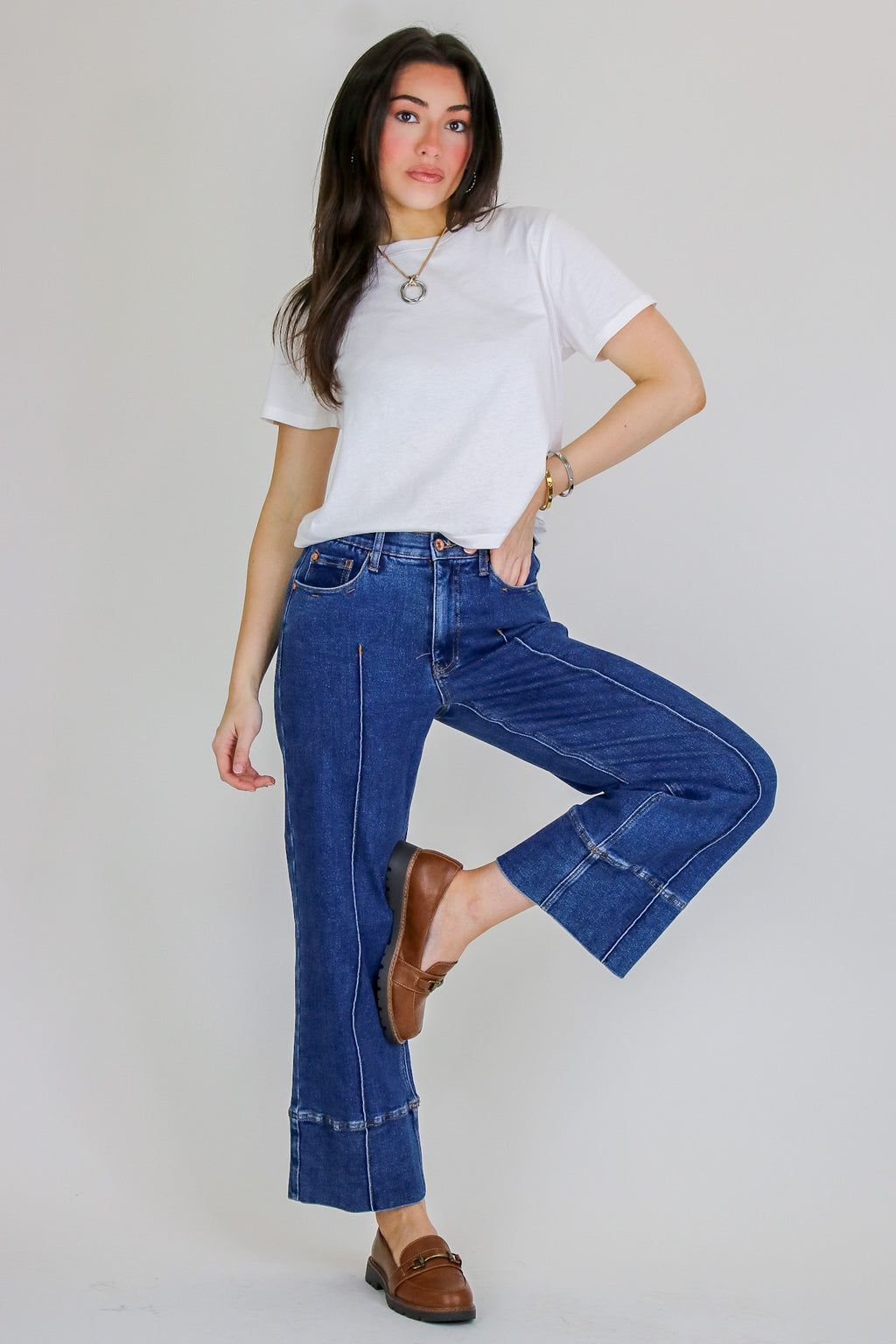 Kerra Mid Rise Crop Pleated Jeans - Madison and Mallory