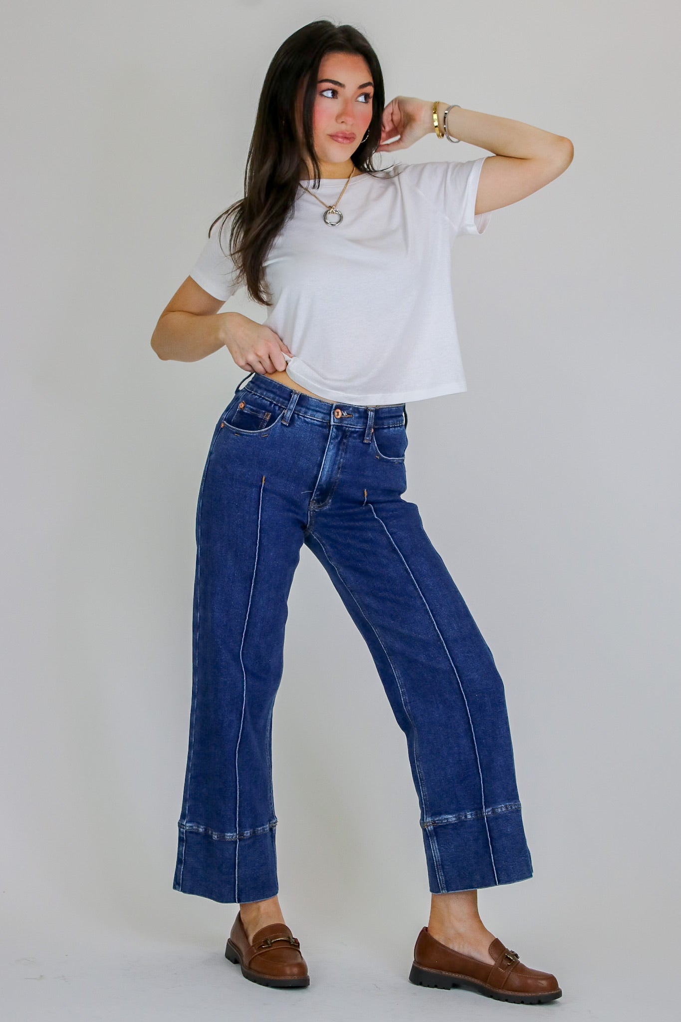 Kerra Mid Rise Crop Pleated Jeans - Madison and Mallory