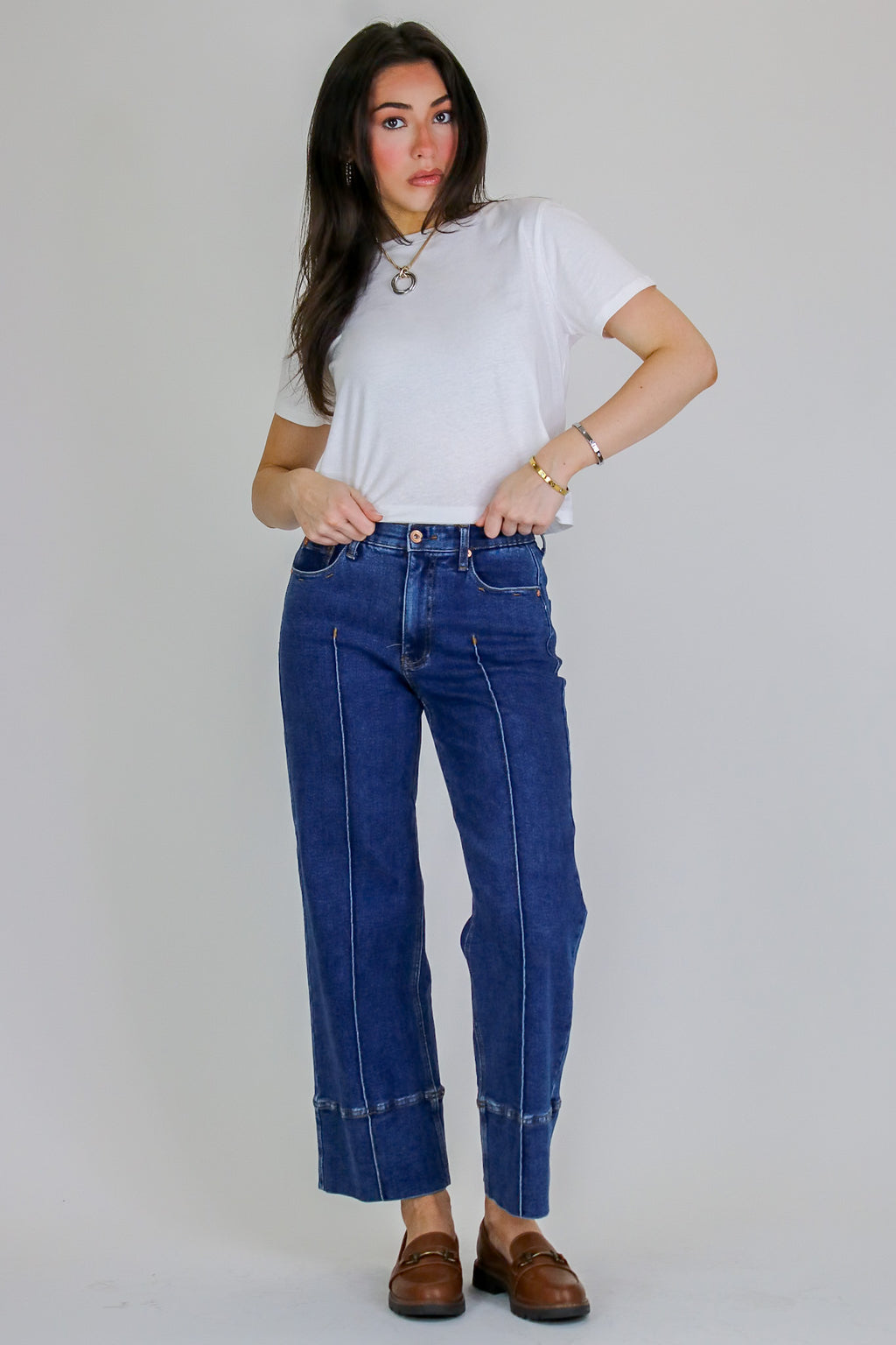 Kerra Mid Rise Crop Pleated Jeans - Madison and Mallory
