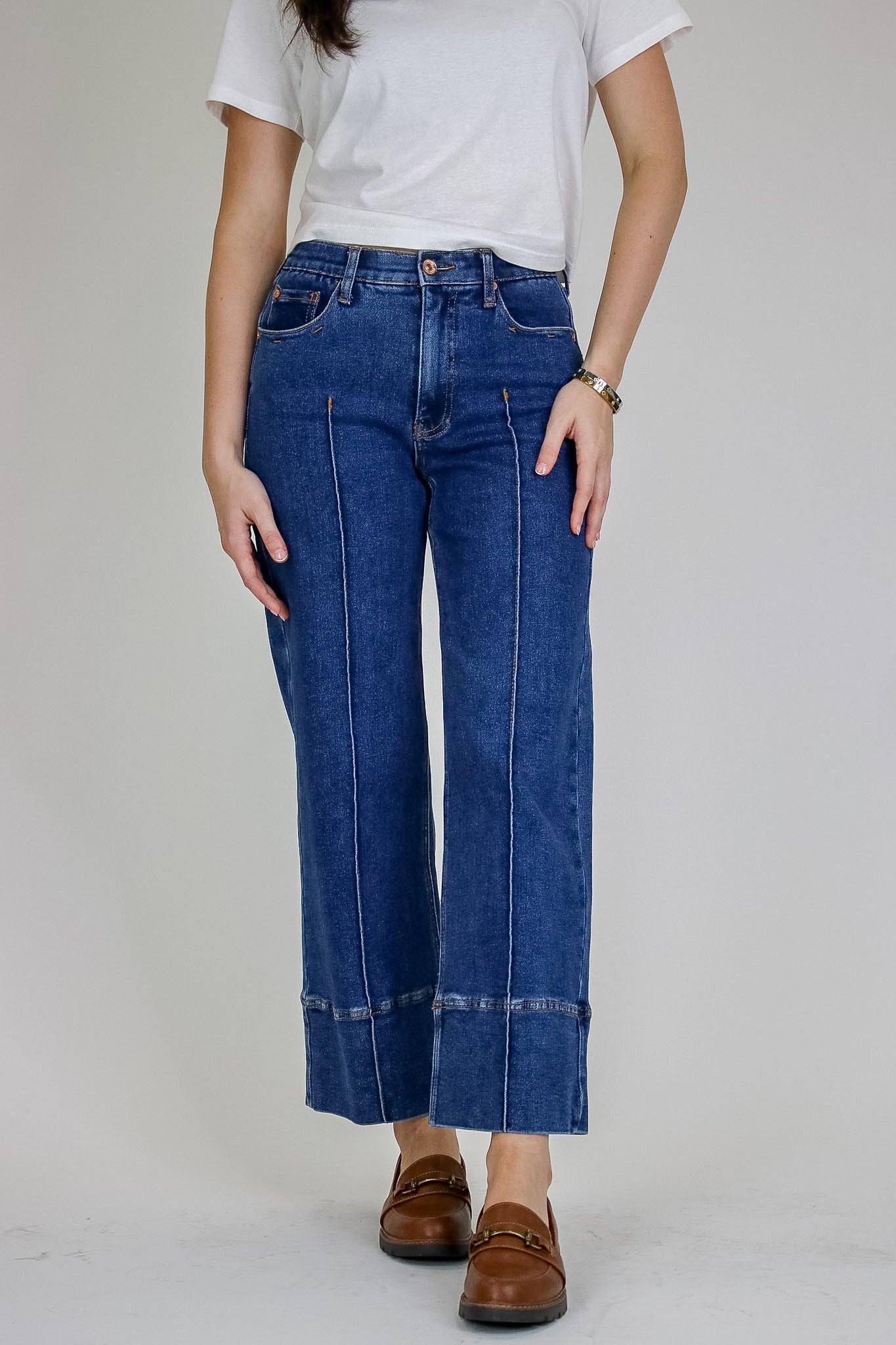 Kerra Mid Rise Crop Pleated Jeans - Madison and Mallory