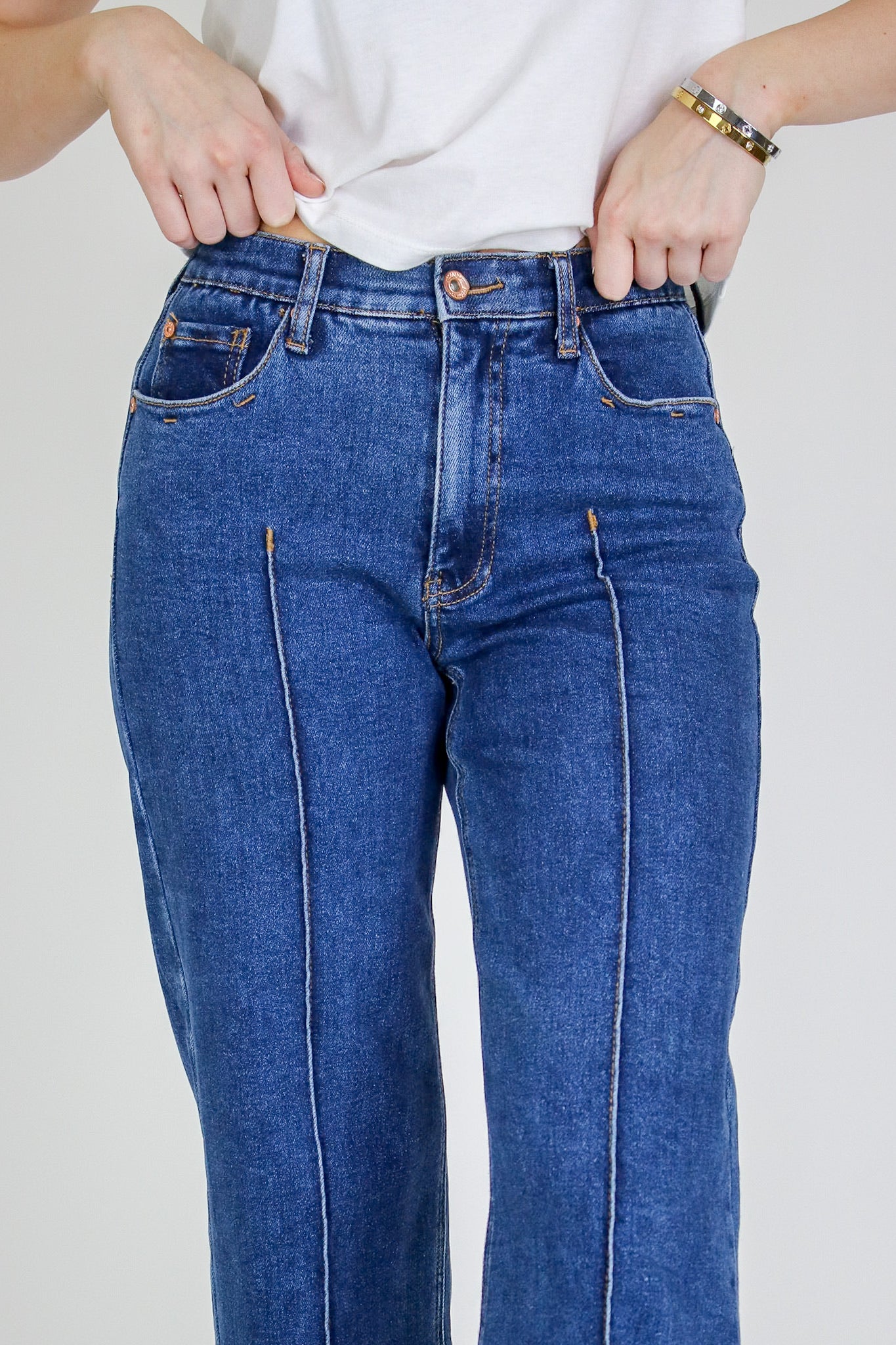 Kerra Mid Rise Crop Pleated Jeans - Madison and Mallory