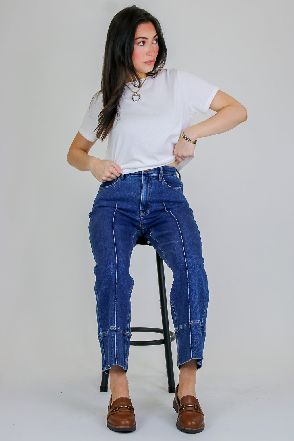 Kerra Mid Rise Crop Pleated Jeans - Madison and Mallory