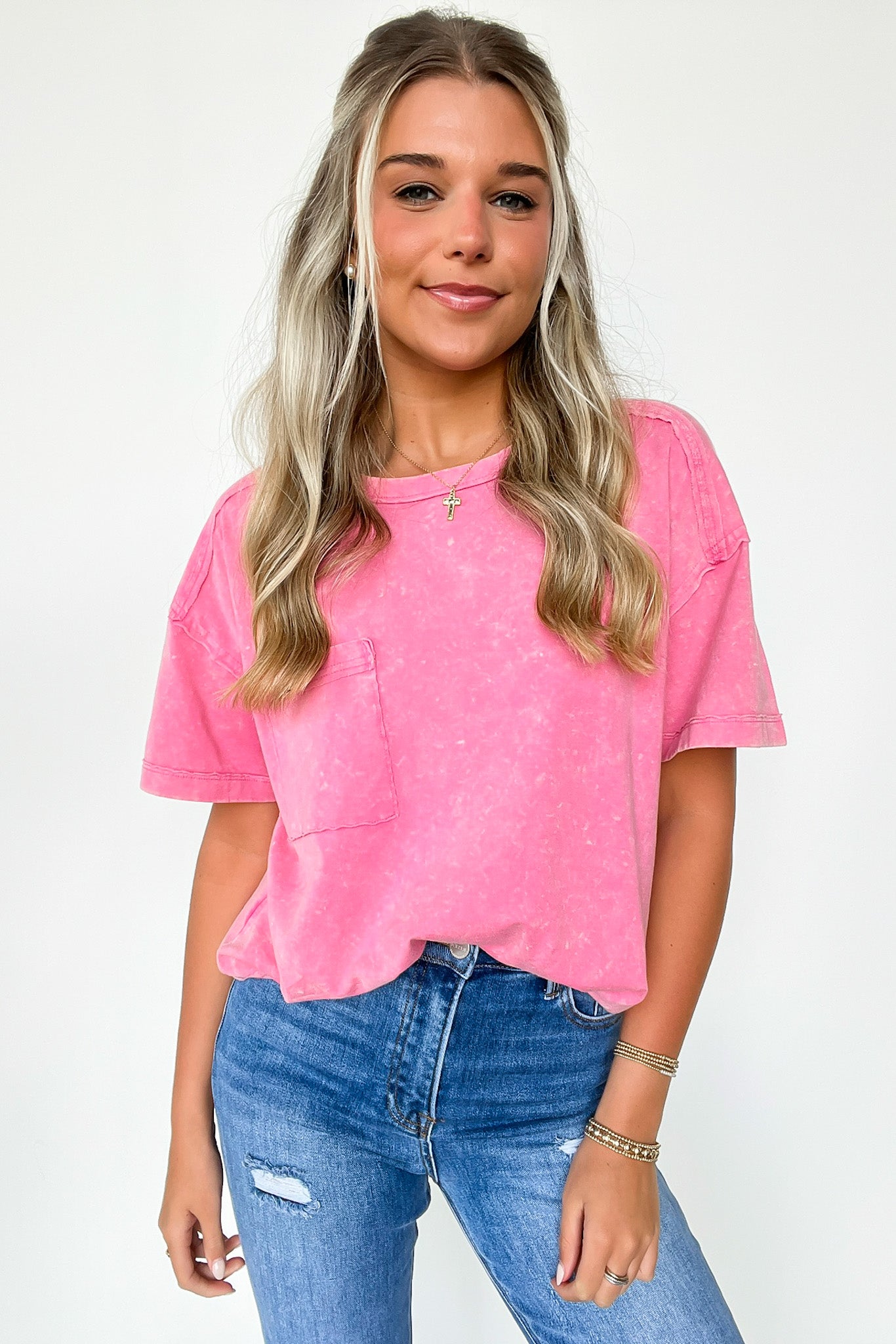  Keshia Mineral Washed Short Sleeve Top - BACK IN STOCK - Madison and Mallory