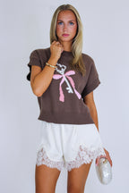 Key to Charm Graphic Knit Short Sleeve Sweater - Madison and Mallory