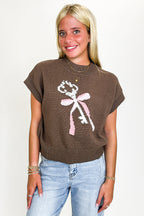 Key to Charm Graphic Knit Short Sleeve Sweater - FINAL SALE - Madison and Mallory