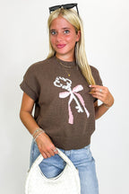 Key to Charm Graphic Knit Short Sleeve Sweater - FINAL SALE - Madison and Mallory