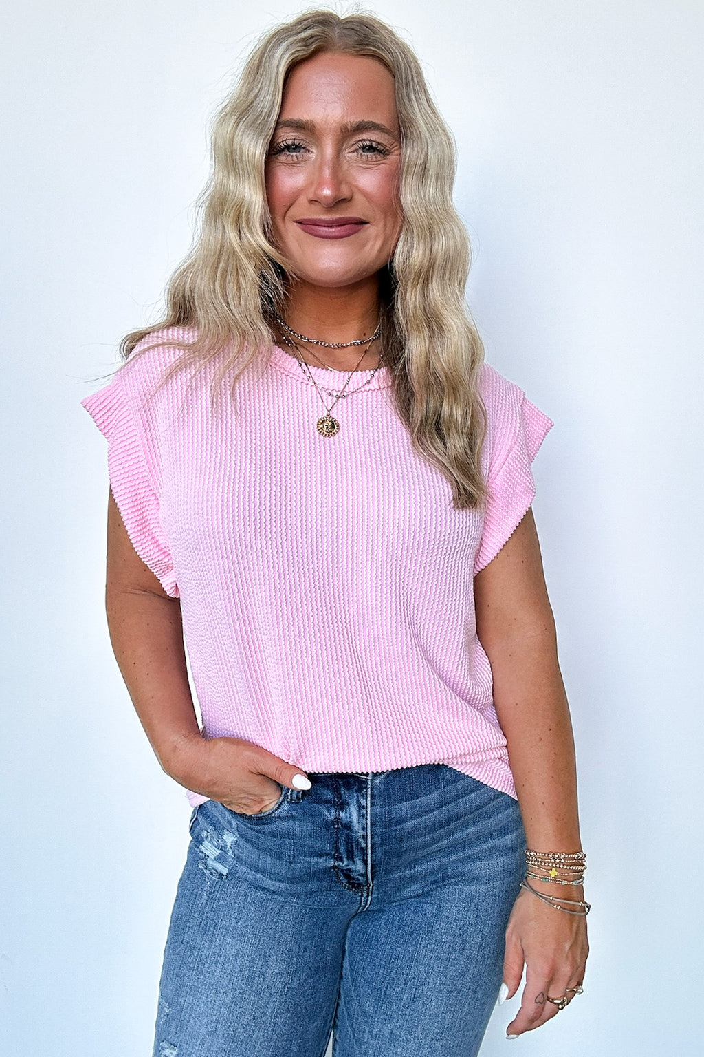 Light Pink / S Kimmia Ribbed Knit Dolman Top - FINAL SALE - Madison and Mallory