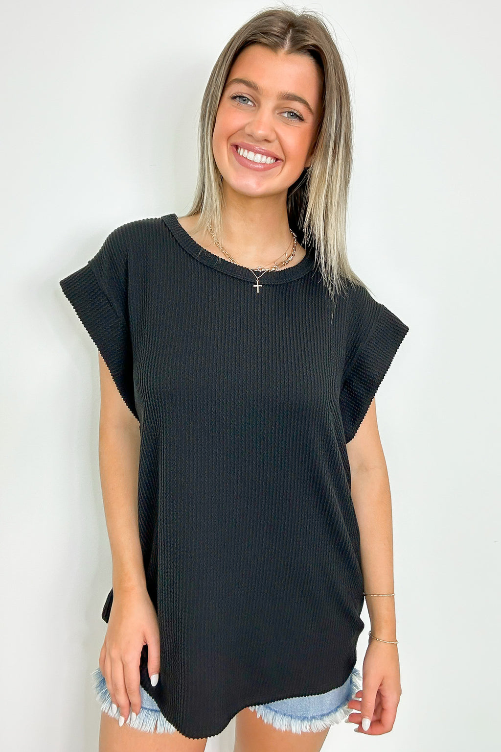 Black / S Kimmia Ribbed Knit Dolman Top - FINAL SALE - Madison and Mallory