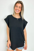 Black / S Kimmia Ribbed Knit Dolman Top - FINAL SALE - Madison and Mallory