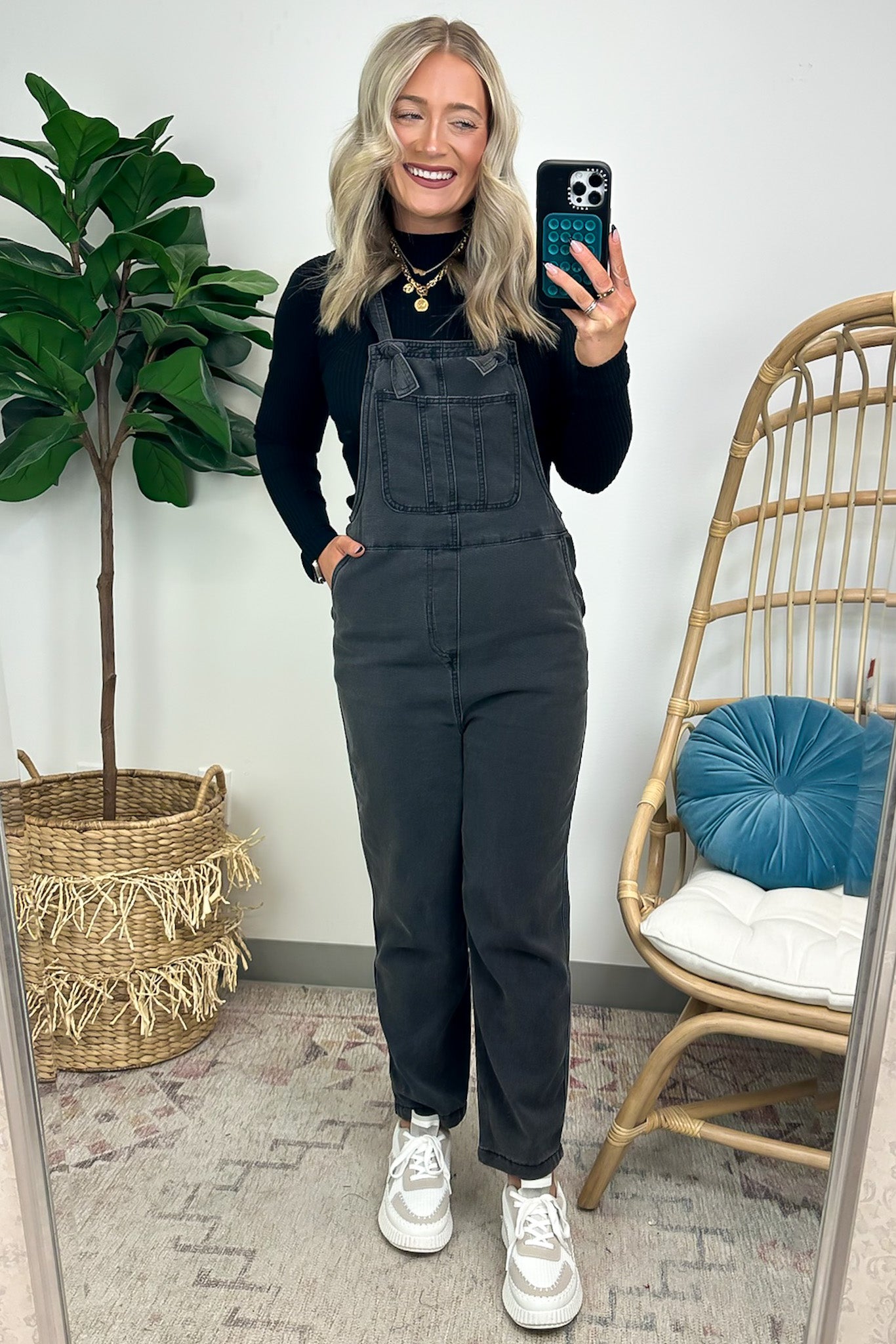  Kirsty Mineral Washed Knot Strap Overalls - FINAL SALE - Madison and Mallory