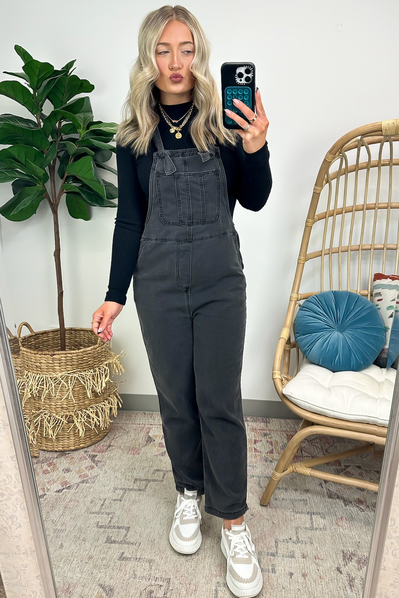  Kirsty Mineral Washed Knot Strap Overalls - FINAL SALE - Madison and Mallory